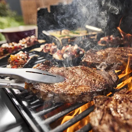 Vista 8 de Weber Genesis E-325 - Parrilla de gas natural para cocina al aire libre, 3 quemadores, color negro