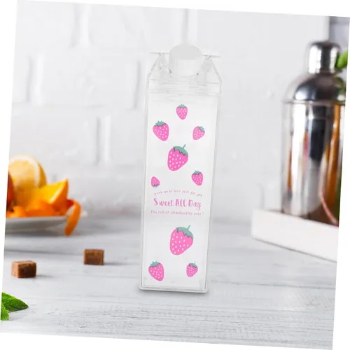Vista 4 de Cabilock Vaso de leche de 16.9 fl oz con tapa a prueba de fugas de plástico para bebidas, botella de leche, contenedor de agua para viajes, camping