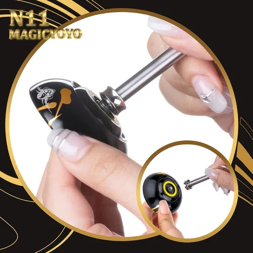 Vista 6 de MAGICYOYO N11 Yoyo N11 - Bola profesional Yoyo N11 de aleación de doble propósito (negro con dorado) con saco, guante, 12 cuerdas Yoyo y kit