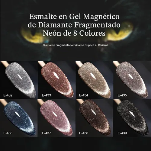 Vista 3 de X&D Juego de esmaltes de uñas de gel Cat Eye en arco iris reflectante con efecto holográfico magnético, 0.2 fl oz de esmalte de uñas para arte de 1