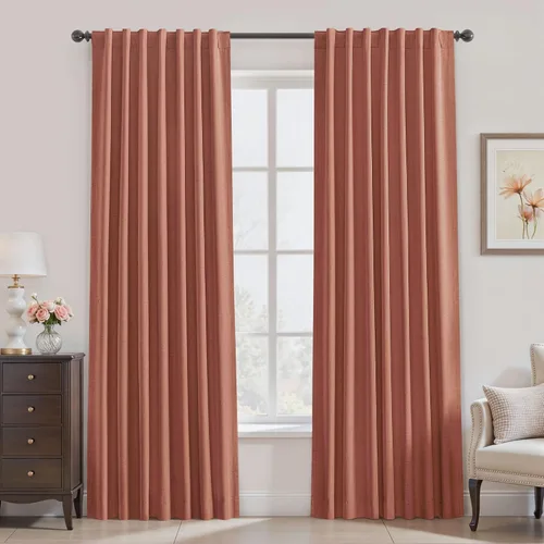 Vista 57 de UHITECH Cortinas opacas de 35 pulgadas de largo para sala de estar, 2 paneles, cortina opaca corta para cocina para ventanas pequeñas, cortinas