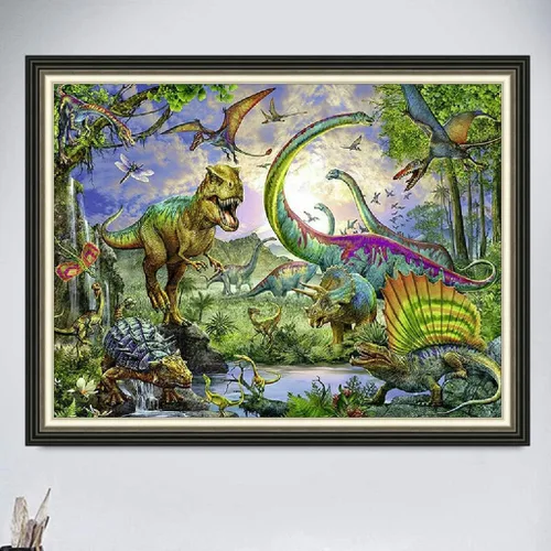 Vista 9 de RUIFVJ Pintura artística de diamante para adultos y niños, kits de diamantes 5D para principiantes, bricolaje, dinosaurio, taladro completo, arte