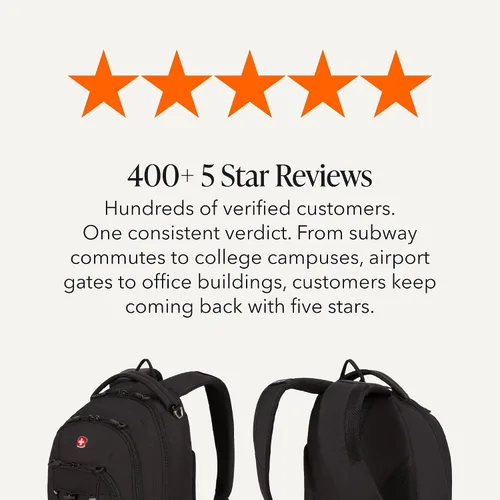 Vista 7 de SwissGear 1186 Travel Gear Mochila Bungee Ligera, Negro, 17 pulg.