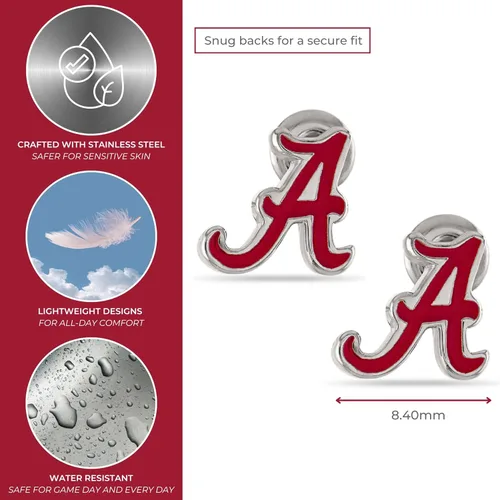 Vista 6 de Stone Armory Pendientes para joyería de la Universidad de Alabama, regalos para mujer, graduación – Acero inoxidable agradable a la piel Bama
