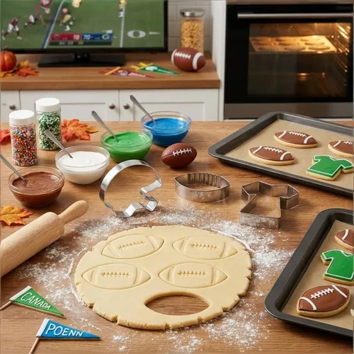 Vista 5 de Cortador de galletas de fútbol, ovalado de acero inoxidable con detalle de encaje