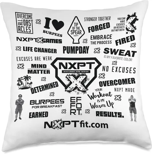 Vista 5 de NXPT Fitness Studio Collection NXPT Fitness - Almohada de gimnasio con eslogan motivacional de San Diego, 16 x 16 pulgadas, multicolor