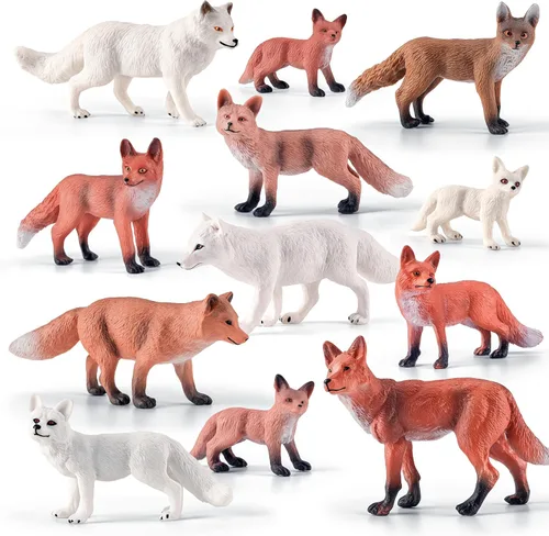 Vista 9 de Figura de zorro rojo, juguetes de animales, accesorios de jardín de hadas
