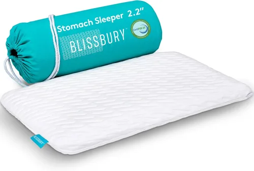 Vista 13 de BLISSBURY Almohada súper fina de 2.2 pulgadas para dormir, almohada plana de espuma viscoelástica premium fría al tacto para dormir boca abajo
