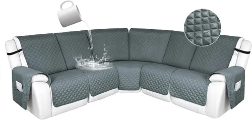 Vista 175 de HDCAXKJ Fundas de sofá seccional reclinable 100% impermeable, forma de L, funda de sofá reclinable lavable acolchada suave para mascotas, perro