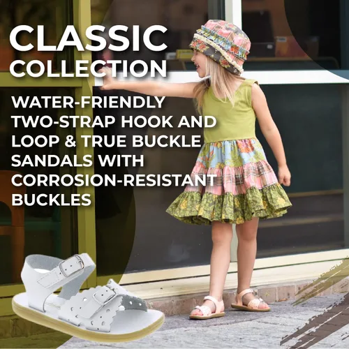 Vista 5 de FOOTMATES Ariel and Eco-Ariel Waterproof Sandals for Girls and Boys with Slip-Resistant, Non-Marking Outsoles and Strap Closure, White - 7 Toddler