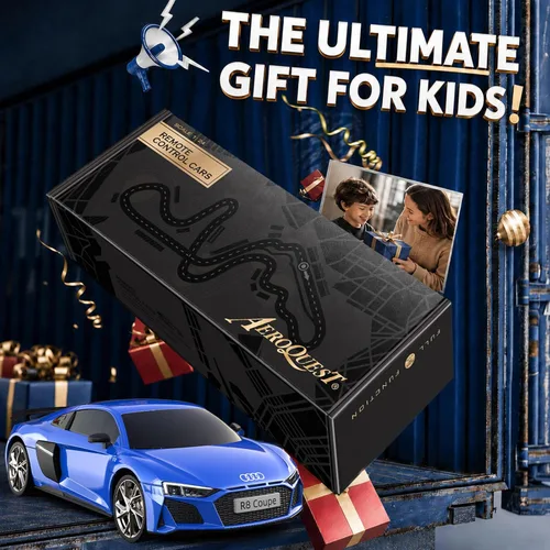 Vista 7 de AEROQUEST Audi - Auto de control remoto, a escala 1:24, eléctrico, deportivo, de carreras, pasatiempos, vehículo modelo Audi para niños y niñas, Azul