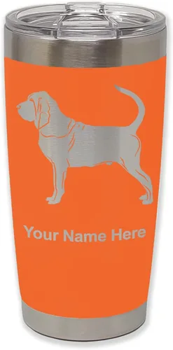 Vista 12 de LaserGram Vaso aislado al vacío de 20 onzas, perro sabueso, grabado personalizado incluido (negro)