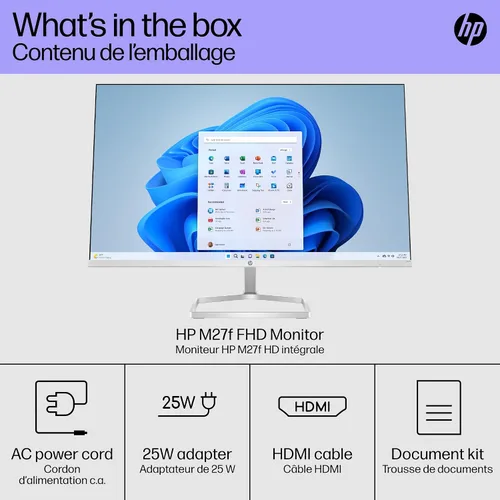 Vista 8 de HP Monitor FHD M27f de 27 pulgadas