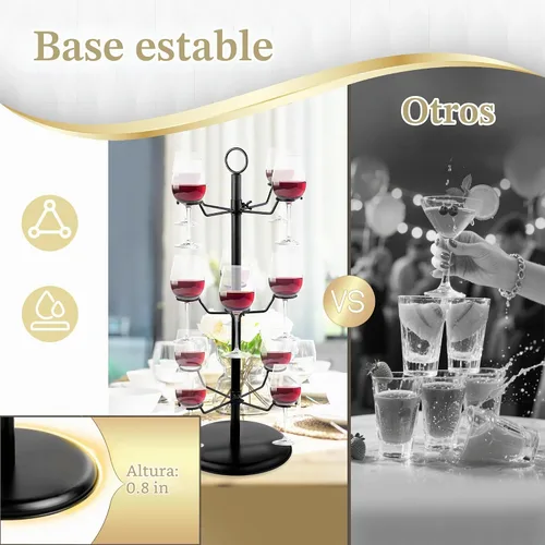 Vista 9 de Champagne Tower - Vajilla para árbol de cóctel, 3 niveles y 12 soportes