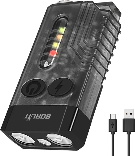 Vista 2 de BORUIT V10 Pequeño llavero potente linterna y V7 LED mini linterna con clip