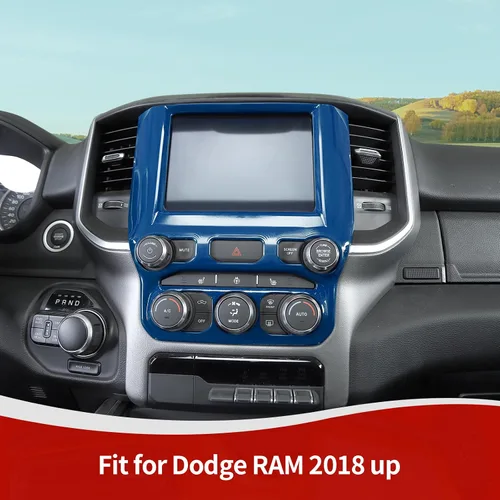 Vista 4 de RT-TCZ para RAM Azul Cubierta de Panel de Control de Aire Acondicionado para Tablero para Dodge RAM 2018 en Adelante Accesorios Interiores Azules