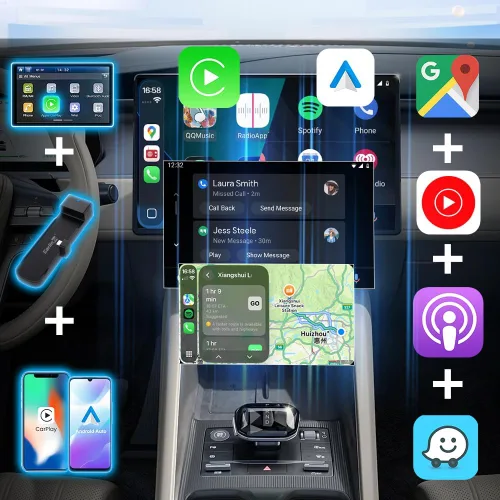 Vista 4 de Carlinkit FireDrive Link Pro - Transmite Fire TV Stick en tu automóvil a través de la conversión de CarPlay con cable, perfecto para viajes largos