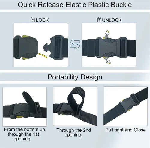 Vista 3 de Stretch Tactical Belt,Elastic Mens Belt with Quick Release,1.5" Work Belt for Casual,Hiking,Outdoors,47.24inch