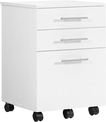 Vista 11 de HOOBRO Archivador de 3 cajones, archivador de madera debajo del escritorio, se adapta a tamaño A4/carta para oficina en casa, cajonera pequeña