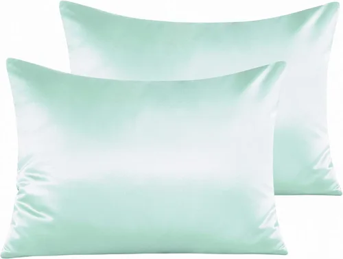 Vista 71 de NTBAY Fundas de almohada de satén con cremallera para cabello y piel, juego de 2 fundas de almohada estándar de lujo con cremallera oculta, 20 x 26