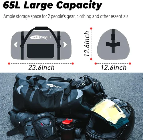 Vista 3 de Bolsa seca impermeable para motocicleta 65L