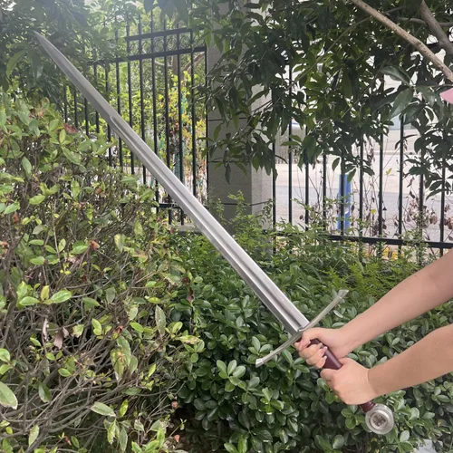 Vista 7 de Espada medieval de Arturo rey occidental de 49 pulgadas41.5 pulgadas, con funda de cuero, afilada espiga completa, real, espada larga de dos manos