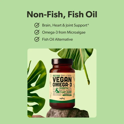 Vista 3 de Suplemento de Omega 3 vegano - Ácidos grasos DHA y EPA de base vegetal - Sin carragenina, alternativa al aceite de pescado, apoya la salud