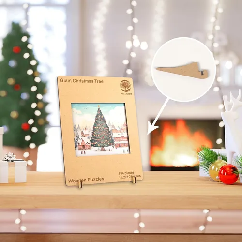 Vista 8 de Rompecabezas de árbol de Navidad Mys Aurora para adultos Hermosos rompecabezas de madera Piezas únicas Rompecabezas de madera para relajarse Regalos