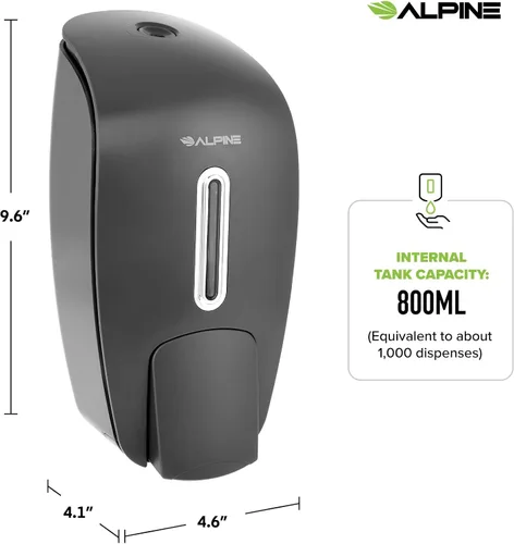 Vista 5 de Alpine Industries - Dispensador manual de jabón para pared, dispensador de jabón comercial montado en la pared para jabón líquido y desinfectante