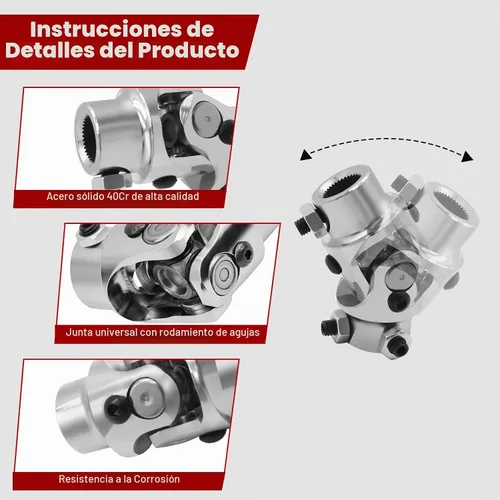 Vista 3 de 3/4-36 Spline X 3/4" DD Universal U Joint Endxedo Chrome Single Dirección Eje U-Joint 35° Grado Ángulo de trabajo máximo