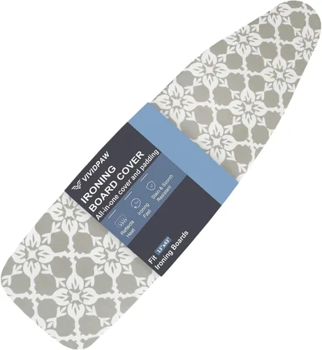 Vista 25 de VividPaw Funda y almohadilla para tabla de planchar, tamaño estándar 15"x54", acolchado grueso, borde elástico, revestimiento de silicona