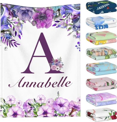Vista 12 de Manta personalizada con nombre para niños y adultos, mantas personalizadas para niñas y niños, manta de franela personalizada con nombre