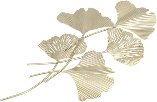 Vista 6 de LIYJTK Arte de pared para decoración de sala de estar, hoja de ginkgo 3D de metal, tamaño grande