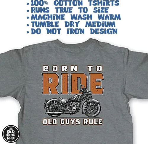 Vista 3 de OLD GUYS RULE Men's Graphic T-Shirt, Born to Ride