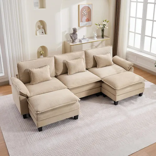 Vista 49 de URRED - Sofá seccional modular Cloud, sofá moderno en forma de L de 87" con profundidad de asiento con otomana y almohadas, ultra cómodo sofá