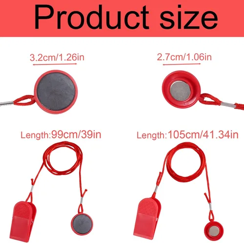 Vista 2 de lasuroa 2pcs Universal Treadmill Magnet Safety Keys, 2 Styles Treadmill Magnetic Key Replacement Parts Round Magnetic Safety Switch Running Machine