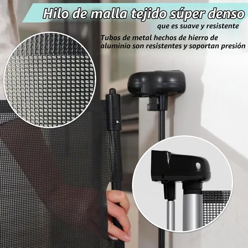 Vista 5 de Puertas retráctiles para bebés para escaleras, puerta de bebé de 55 pulgadas de ancho, puerta para perros, puerta retráctil para mascotas de 41 Negro