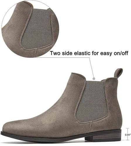 Vista 2 de VJH confort Botines sin cordones para mujer, con punta redonda de almendra occidental, tacón bajo, elásticos, Chelsea