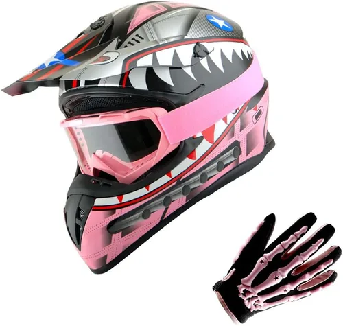 Vista 18 de 1Storm - Casco de motocross para adultos BMX MX ATV Dirt Bike Downhill Mountain Bike estilo Monster Shark Racing HKY_SC09S Negro tiburón