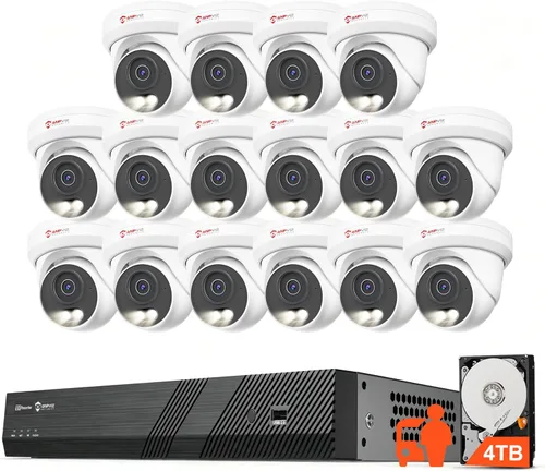 Vista 11 de Anpviz Sistema de cámara de seguridad PoE de 16 canales, 8 cámaras de torreta IP con cable de 5 MP para exteriores, visión nocturna, micrófono