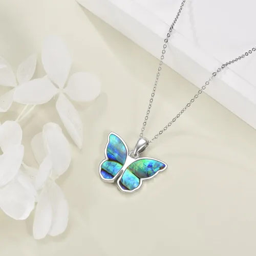 Vista 4 de URONE Collar con colgante de mariposa para mujer, plata de ley, joyería de mariposa, regalos para mujer