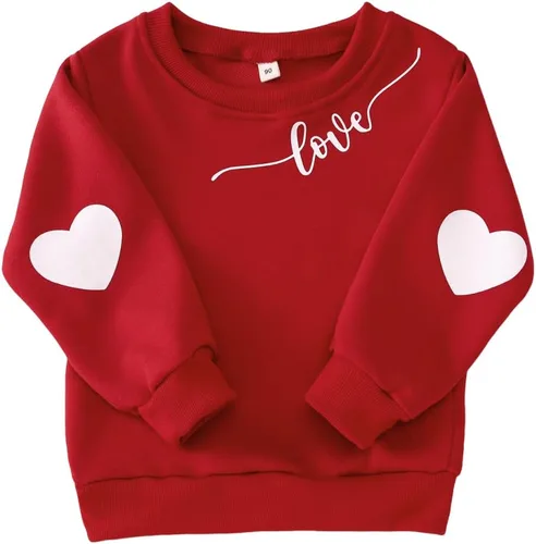 Vista 10 de MODNTOGA Mommy and Me - Sudadera de cuello redondo con cuello redondo y estampado de corazón, manga larga, sudadera familiar a juego Niño-rosa