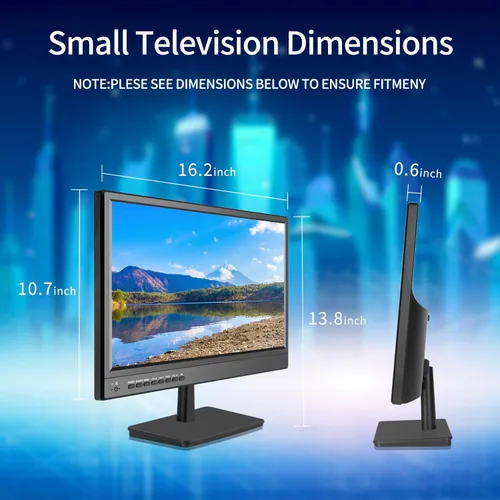 Vista 4 de Jexiop TV de 17 pulgadas, pequeño televisor de pantalla plana con sintonizador digital ATSC, puerto HDMI y USB en doble potencia, cable de cargador