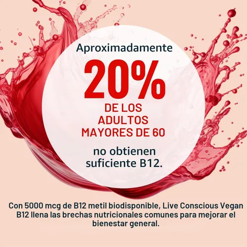 Vista 5 de Live Conscious Gotas líquidas sublinguales de vitamina B12 vegana Fórmula de metilcobalamina de B12 de máxima potencia 5000 mcg Vitamina B 12