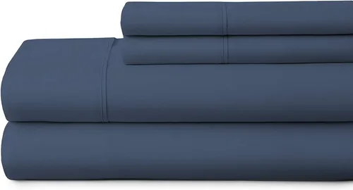 Vista 4 de Juego de ropa de cama de 4 piezas, 800 hilos, 100% algodón egipcio, color negro, sábana bajera ajustable de algodón de fibra larga, se adapta a