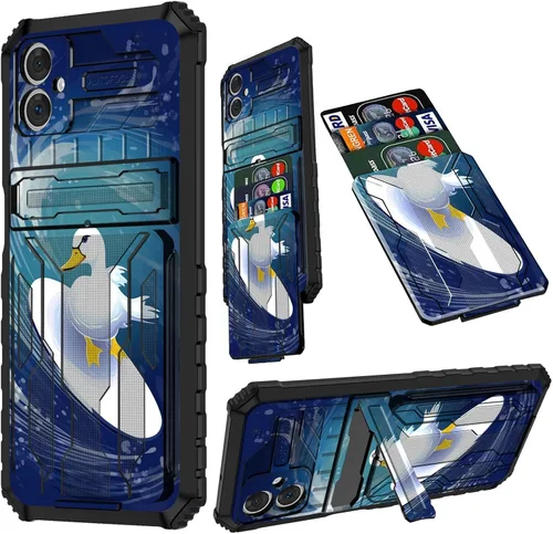 Vista 64 de Funda para Samsung A13 5G, Galaxy A13 5G con tarjetero desmontable atril resistente a prueba de golpes funda protectora para Samsung Galaxy A13 Gato