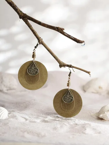 Vista 4 de MINACHI Aretes colgantes estilo hippie, estilo bohemio, vintage, regalo de joyería de verano para mujer, Acero inoxidable, No es una piedra preciosa