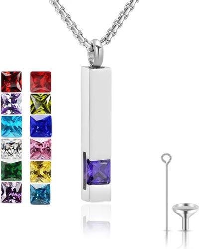 Vista 29 de YOUFENG collar con urna para cenizas, cubos de piedras natales, urna para cenizas humanas, collar de urna de cremación, relicario, recuerdo