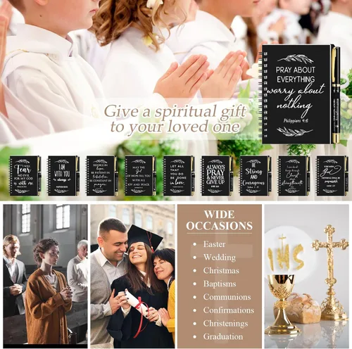 Vista 7 de Kosiz Juego de 60 unidades/30 regalos cristianos a granel incluye cuaderno en espiral y bolígrafo con versículo bíblico, bolígrafo de oración
