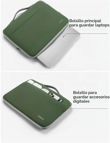 Vista 4 de DOMISO Funda resistente al agua para portátil de 13 pulgadas Verde aguacate